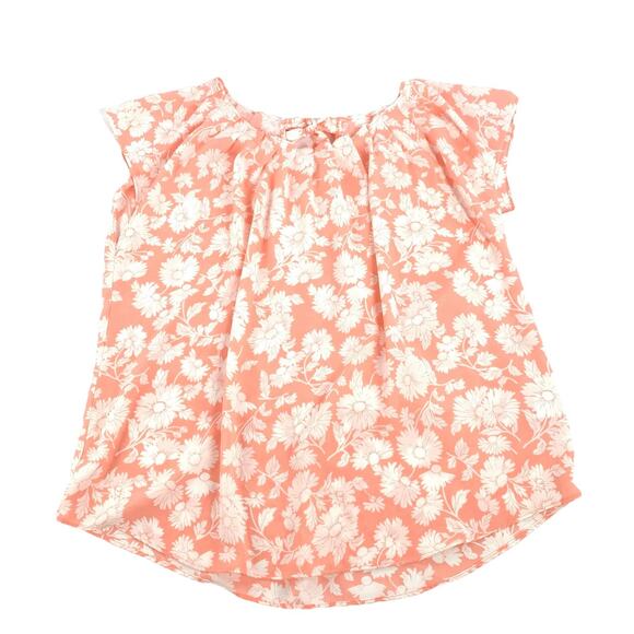 LC Lauren Conrad Tops - LC Lauren Conrad Flower Print Flatter Sleeve Tie Back Blouse Large Peach White L